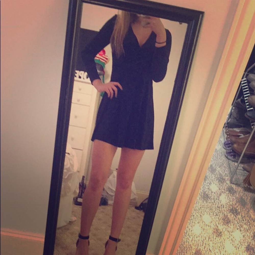 Velvet black mini dress